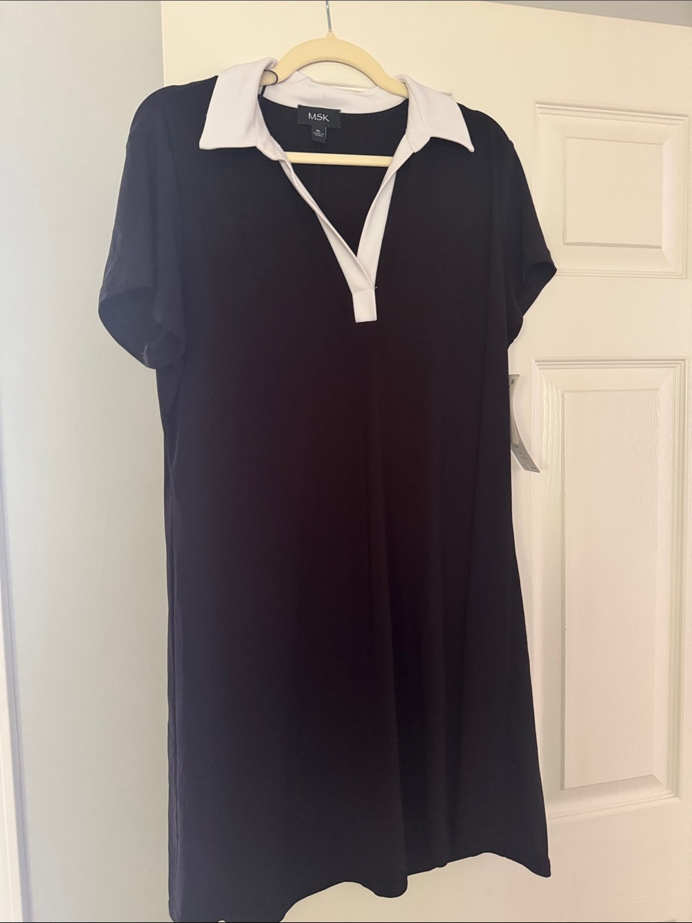 MSK Black Tunic with White Polo Collar
